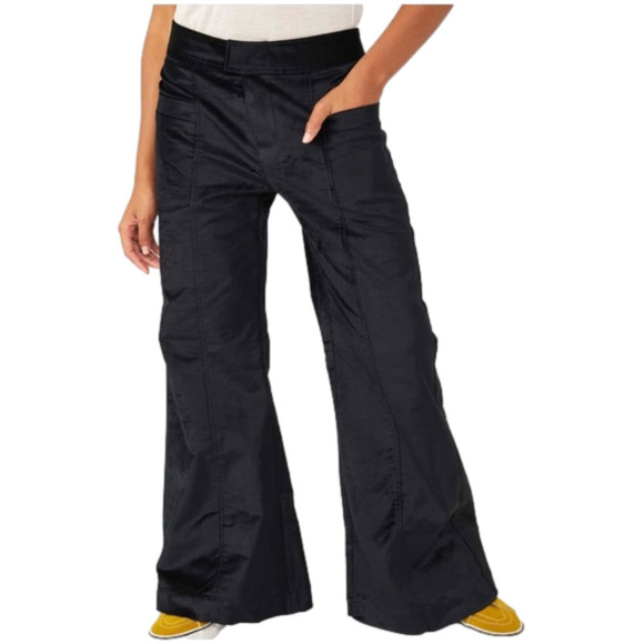 FREE People Size 2 Walk with you Velvet Trousers black NWT MSRP $148 - Picture 1 of 8